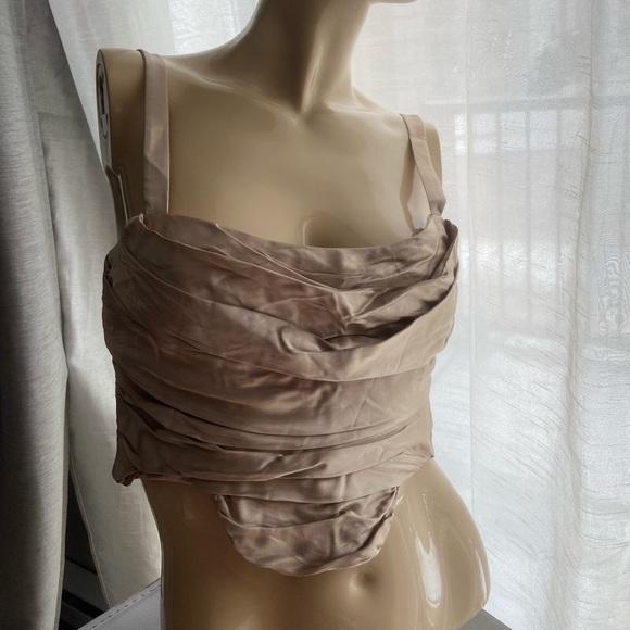 Zara Medium metallic gold structure crop top - loose strap - Picture 8 of 13